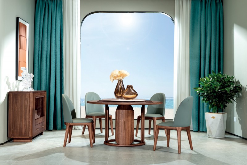 M8001圓餐臺(tái)、M8101餐椅、M8201餐邊柜