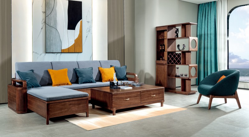 M6003轉角沙發、M6103長茶幾、M8401間廳柜、M6403休閑椅