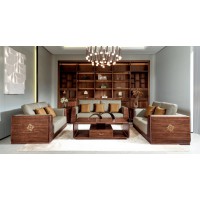 盛唐盛景·慕格意式簡奢南美胡桃木M6002沙發1+2+3、M6102長茶幾、M6201方角幾、M6401休閑幾