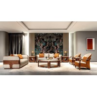 盛唐盛景·慕格意式簡奢南美胡桃木M6001沙發1+2+3、M6101組合茶幾、M6201方角幾、M6402休閑椅、M6401休閑幾
