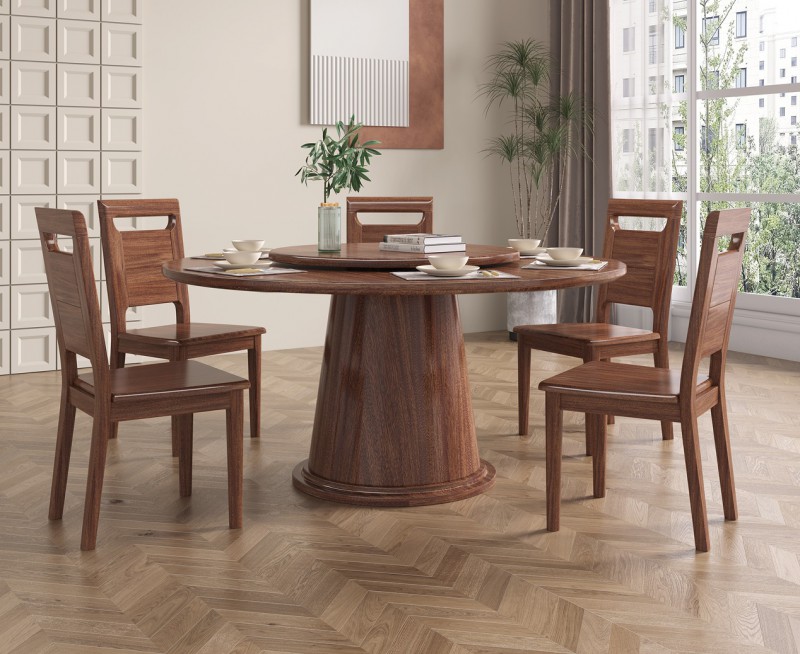 木匠空間現(xiàn)代簡約實(shí)木圓臺CZ06#、餐椅CY02#