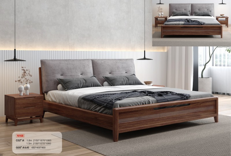 木匠空間現(xiàn)代簡(jiǎn)約實(shí)木床C02#