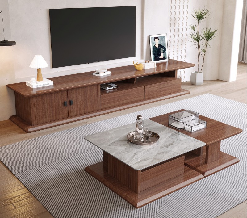 木匠空間現代簡約實木電視柜DS11#、邊柜DS11#、茶幾CJ11#