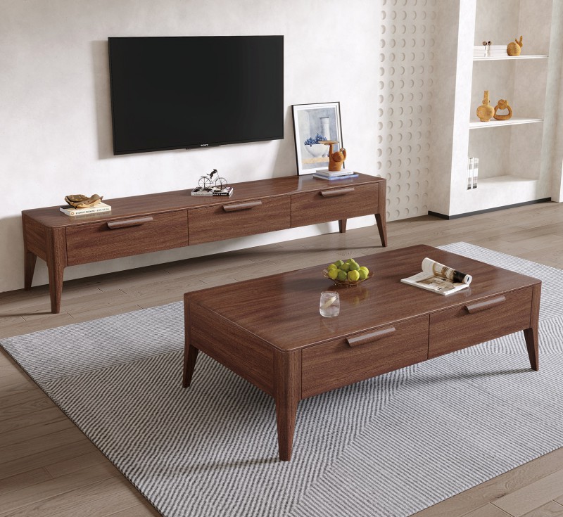 木匠空間現代簡約實木電視柜DS13#、茶幾CJ13#