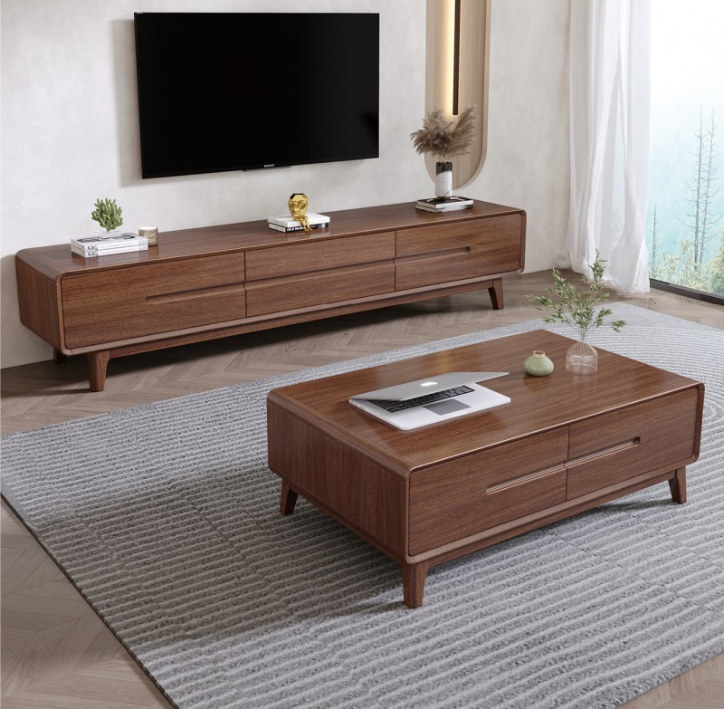 木匠空間現代簡約實木電視柜DS10#、茶幾CJ10#