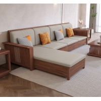 木匠空間現代簡約實木轉角沙發822#冬夏兩用