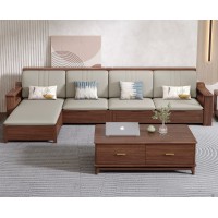 木匠空間現代簡約實木沙發803#高箱轉角