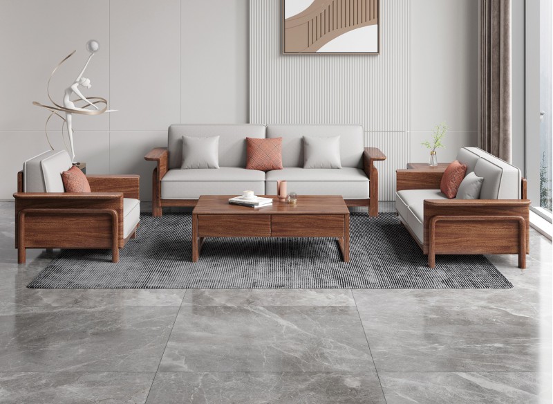 木匠空間現代簡約實木沙發802#