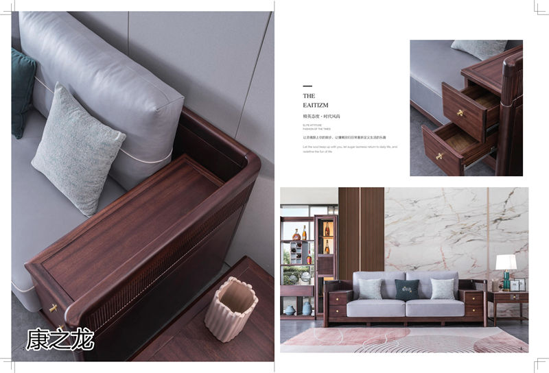 康之龍現代輕奢黑胡桃木家具