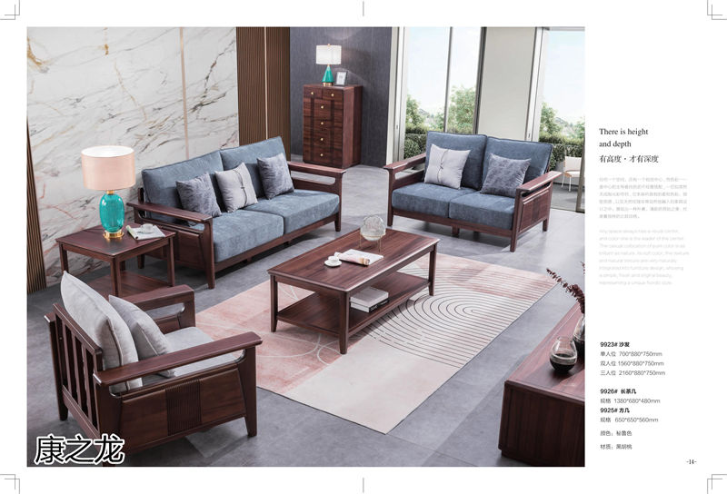 康之龍現代輕奢黑胡桃木家具