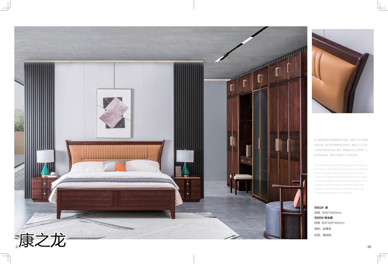 康之龍現代輕奢黑胡桃木家具