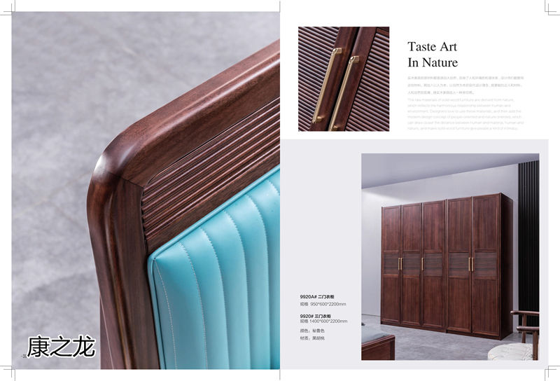 康之龍現代輕奢黑胡桃木家具