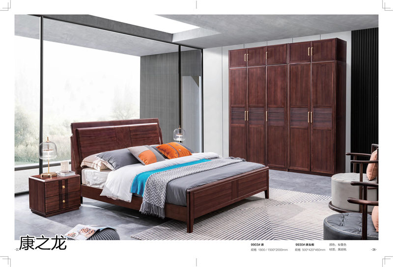 康之龍現代輕奢黑胡桃木家具