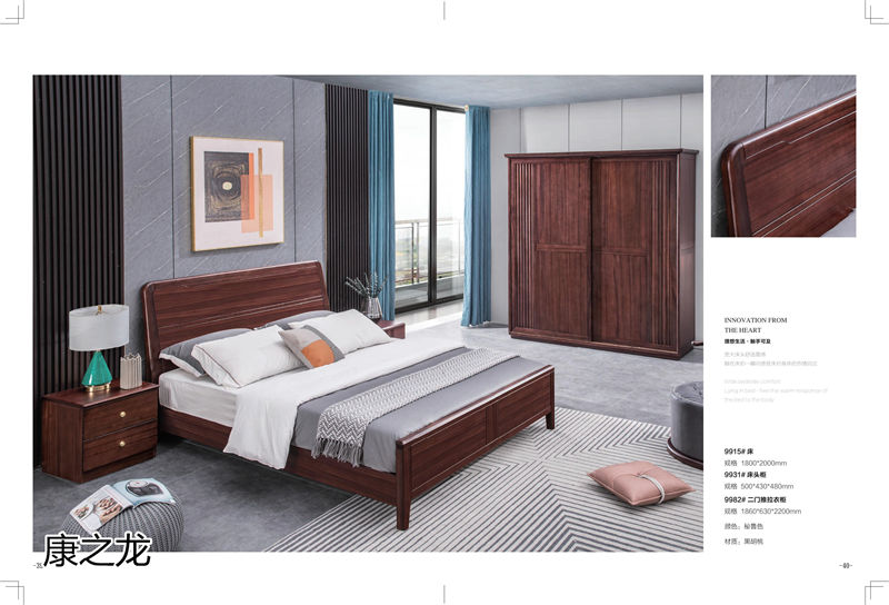 康之龍現代輕奢黑胡桃木家具