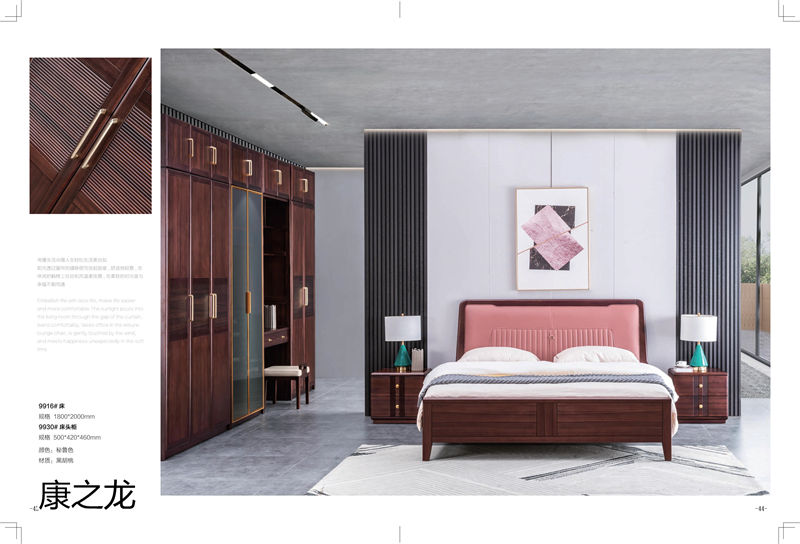 康之龍現代輕奢黑胡桃木家具