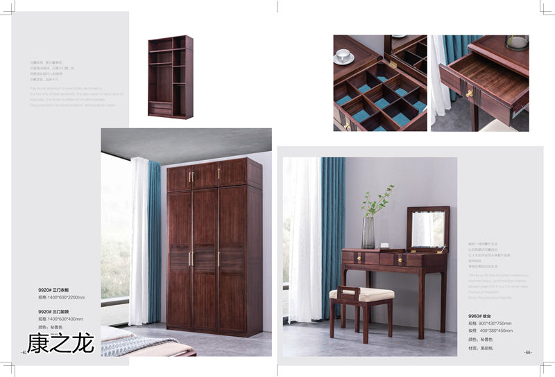 康之龍現代輕奢黑胡桃木家具