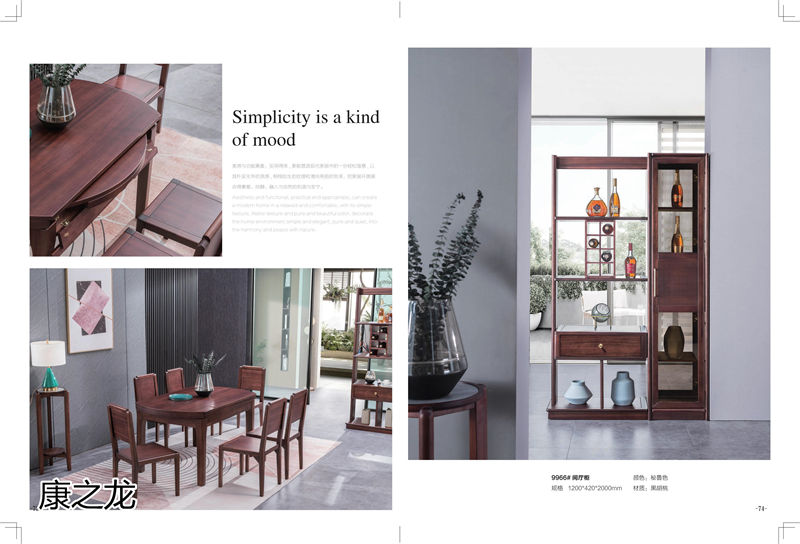 康之龍現代輕奢黑胡桃木家具