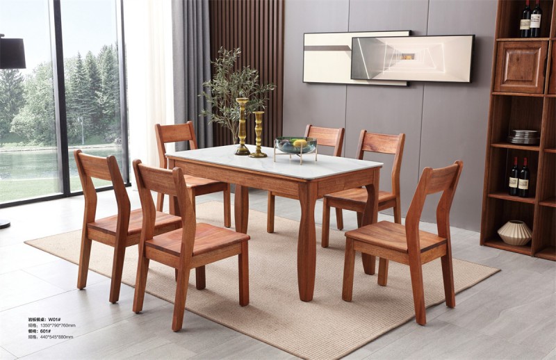 巖板餐桌W01#、餐椅601#