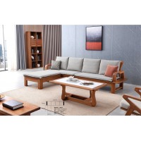 安德穩(wěn)南美胡桃木木蠟油原木家具：轉(zhuǎn)角沙發(fā)L882#