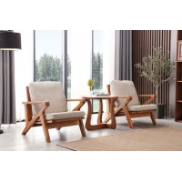 安德穩(wěn)南美胡桃木木蠟油原木家具：休閑椅1012#、巖板圓幾W01#