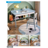 福佳鑫家具，南康兒童書桌，江西實木升降學習桌，奧米兔小戶型多功能帶書架書桌廠家