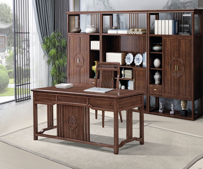 新中式烏金木書桌299#、書柜299#、書椅298#