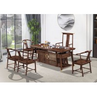 華軒新中式烏金木茶臺(tái)383#、主椅381#、副椅382#