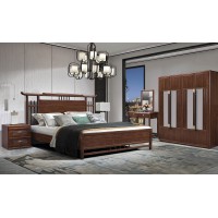 華軒新中式烏金木床359#、床頭柜266#、四門衣柜246#、妝臺08#