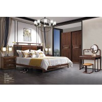 華軒新中式烏金木床352#、床頭柜266#、兩門推拉衣柜145#、梳妝臺161#