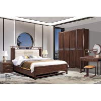 華軒新中式烏金木床356#、床頭柜266#、四門衣柜142#、梳妝臺161#