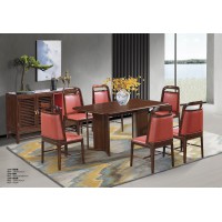 華軒新中式烏金木西餐桌175#、餐椅270#、餐邊柜218#