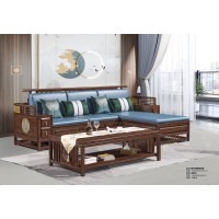 華軒新中式烏金木轉角沙發322#、長茶幾336#