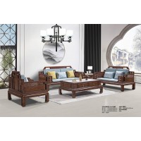 華軒新中式烏金木1+2+3沙發321#、長茶幾338#、四方茶幾337#