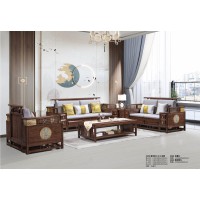 華軒新中式烏金木1+2+3沙發323#、長茶幾336#、四方茶幾232#