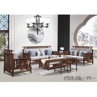 華軒新中式烏金木1+2+3沙發319#、長茶幾336#、副椅387#