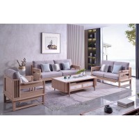 雅菲林新中式輕奢白蠟木沙發2201#、茶幾2201#（巖板）