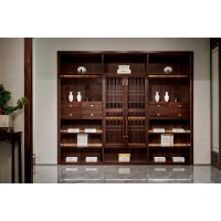 昌龍禾運新中式烏金木定制書柜