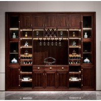昌龍禾運新中式烏金木定制酒柜