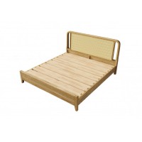 朗朝現代極簡白蠟木L2609#藤編床