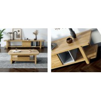 朗朝現代極簡白蠟木L2826#實木電視柜、L283#長茶幾