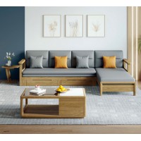 朗朝現代極簡白蠟木L2807#拉床轉角沙發