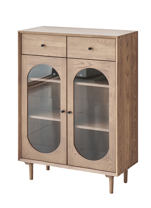 歌樂美北歐復古白蠟木S3010-2#雙抽書柜