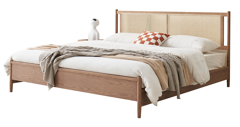 歌樂美北歐復古白蠟木G013#床（框架 高箱）