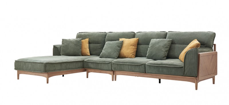 歌樂美北歐復古白蠟木S2065#三人位+轉角沙發