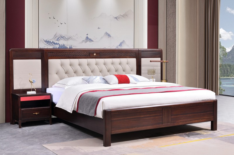 百福源康新中式烏金檀木床9202#