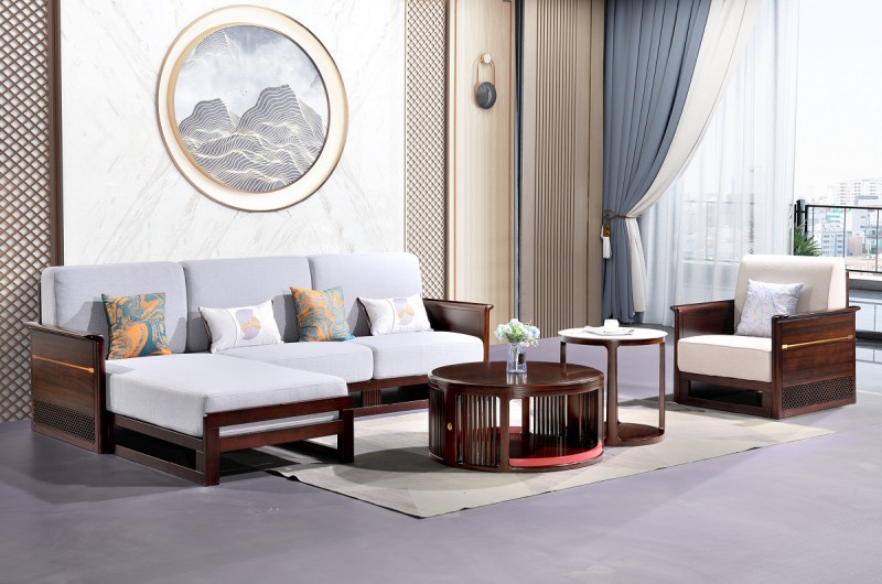 百福源康新中式烏金檀木轉(zhuǎn)角沙發(fā)9305#普通常規(guī)