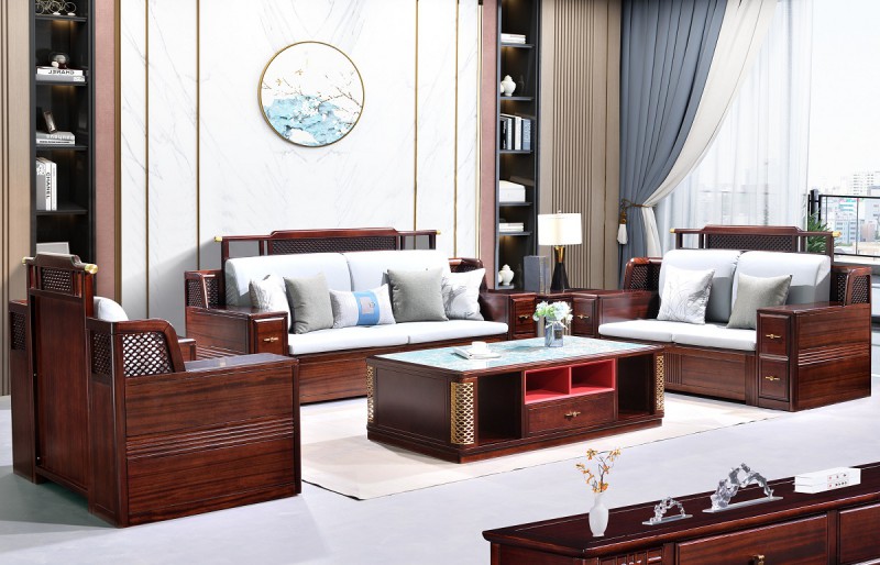 百福源康新中式烏金檀木沙發9319#