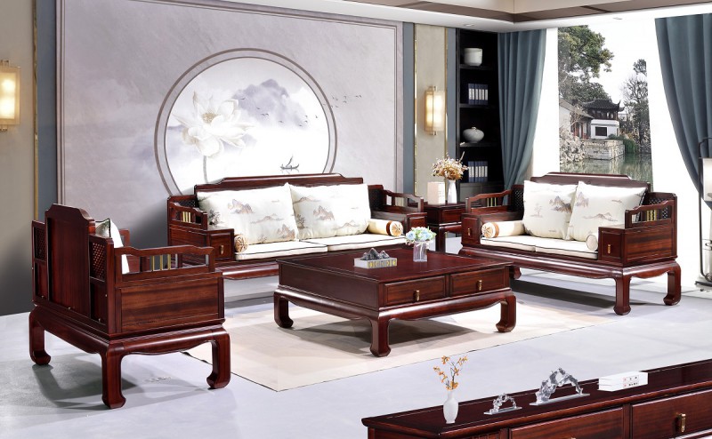 百福源康新中式烏金檀木沙發9321#