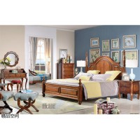 美式風格家具，南康黃金梨木家具，歐美實木套房家具，贛品空間胡桃色美式家具廠家