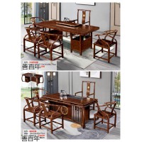 善百年茶空間家具，南康古典新中式實木茶臺、茶桌、博古架，江西實木大板生產廠家